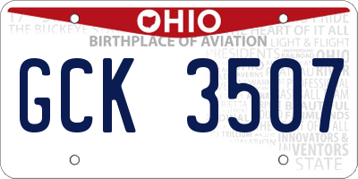 OH license plate GCK3507