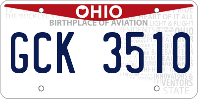 OH license plate GCK3510