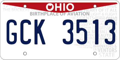 OH license plate GCK3513