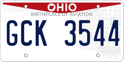 OH license plate GCK3544