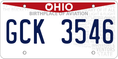 OH license plate GCK3546