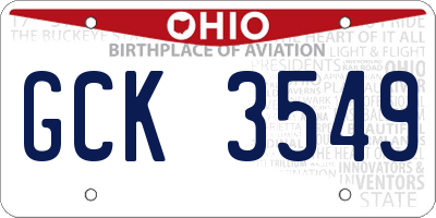 OH license plate GCK3549