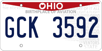 OH license plate GCK3592