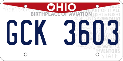 OH license plate GCK3603