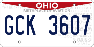 OH license plate GCK3607