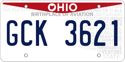 OH license plate GCK3621