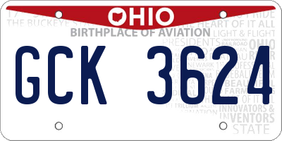 OH license plate GCK3624