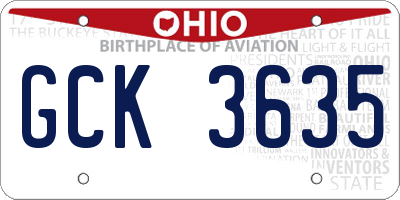 OH license plate GCK3635