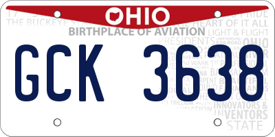 OH license plate GCK3638