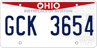 OH license plate GCK3654
