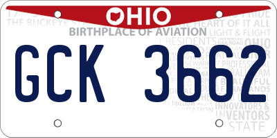 OH license plate GCK3662