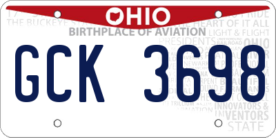 OH license plate GCK3698