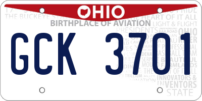 OH license plate GCK3701