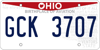 OH license plate GCK3707