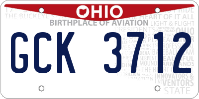 OH license plate GCK3712