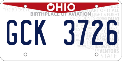 OH license plate GCK3726