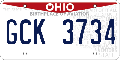 OH license plate GCK3734