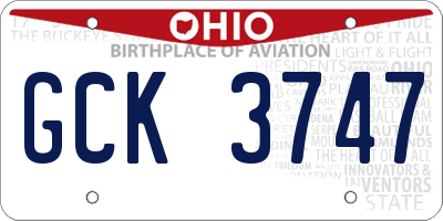 OH license plate GCK3747