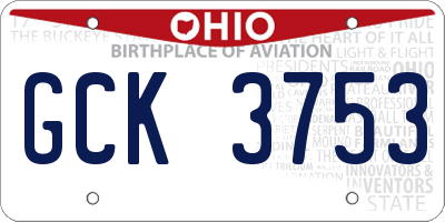 OH license plate GCK3753
