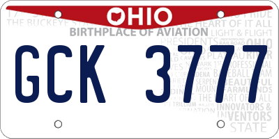 OH license plate GCK3777