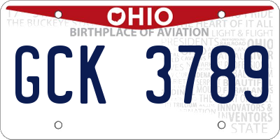 OH license plate GCK3789