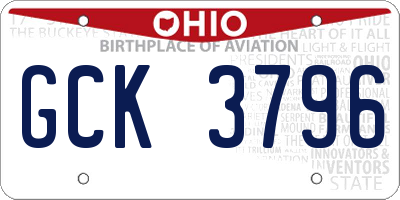 OH license plate GCK3796