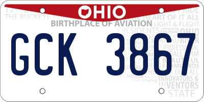 OH license plate GCK3867