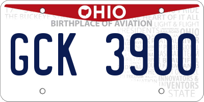OH license plate GCK3900