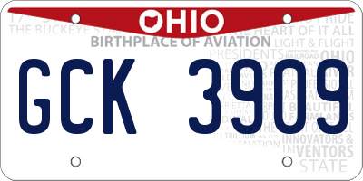 OH license plate GCK3909