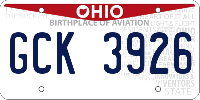 OH license plate GCK3926