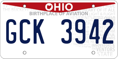 OH license plate GCK3942