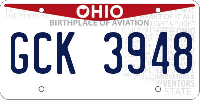 OH license plate GCK3948