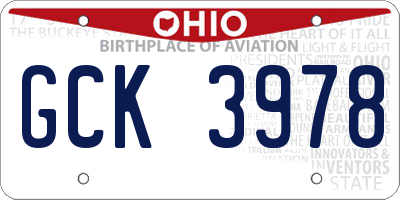OH license plate GCK3978