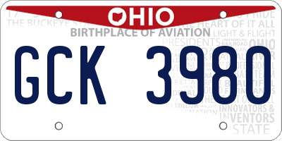 OH license plate GCK3980
