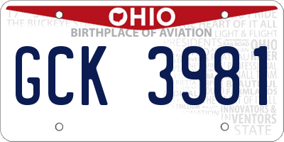 OH license plate GCK3981