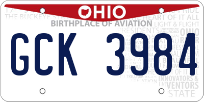OH license plate GCK3984