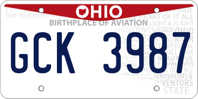 OH license plate GCK3987