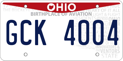 OH license plate GCK4004