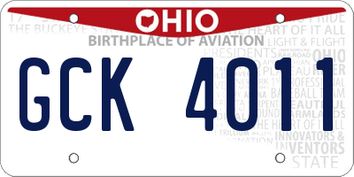 OH license plate GCK4011