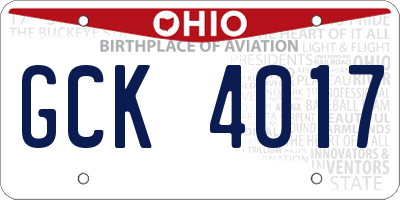 OH license plate GCK4017
