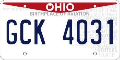 OH license plate GCK4031