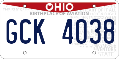 OH license plate GCK4038