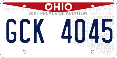 OH license plate GCK4045