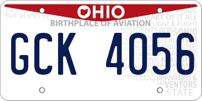 OH license plate GCK4056