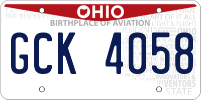 OH license plate GCK4058