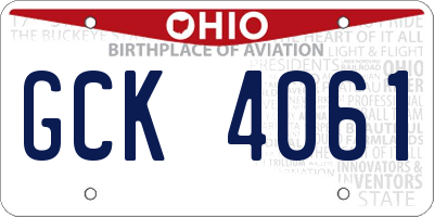 OH license plate GCK4061