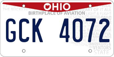 OH license plate GCK4072