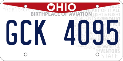 OH license plate GCK4095