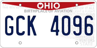 OH license plate GCK4096