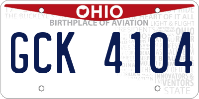 OH license plate GCK4104